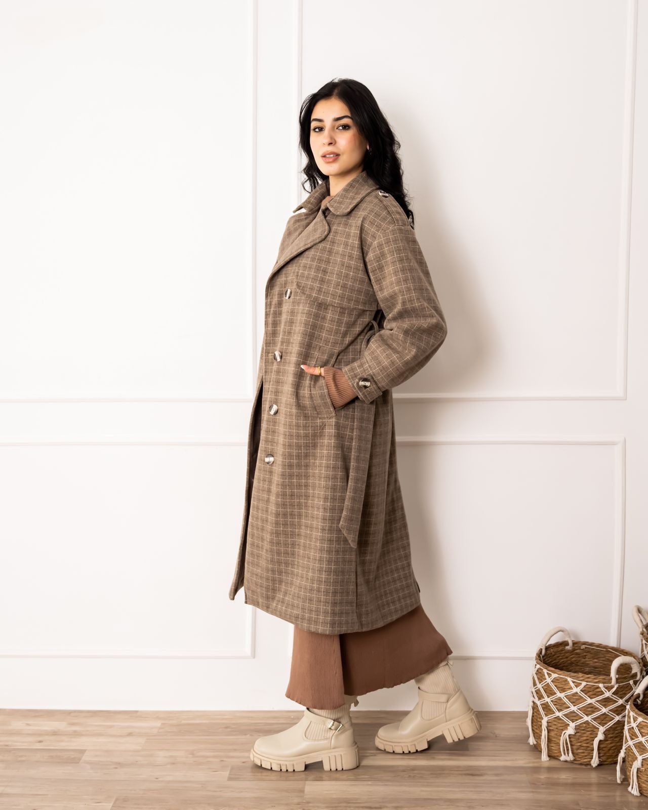 Vintage coat padded from inside-Brown