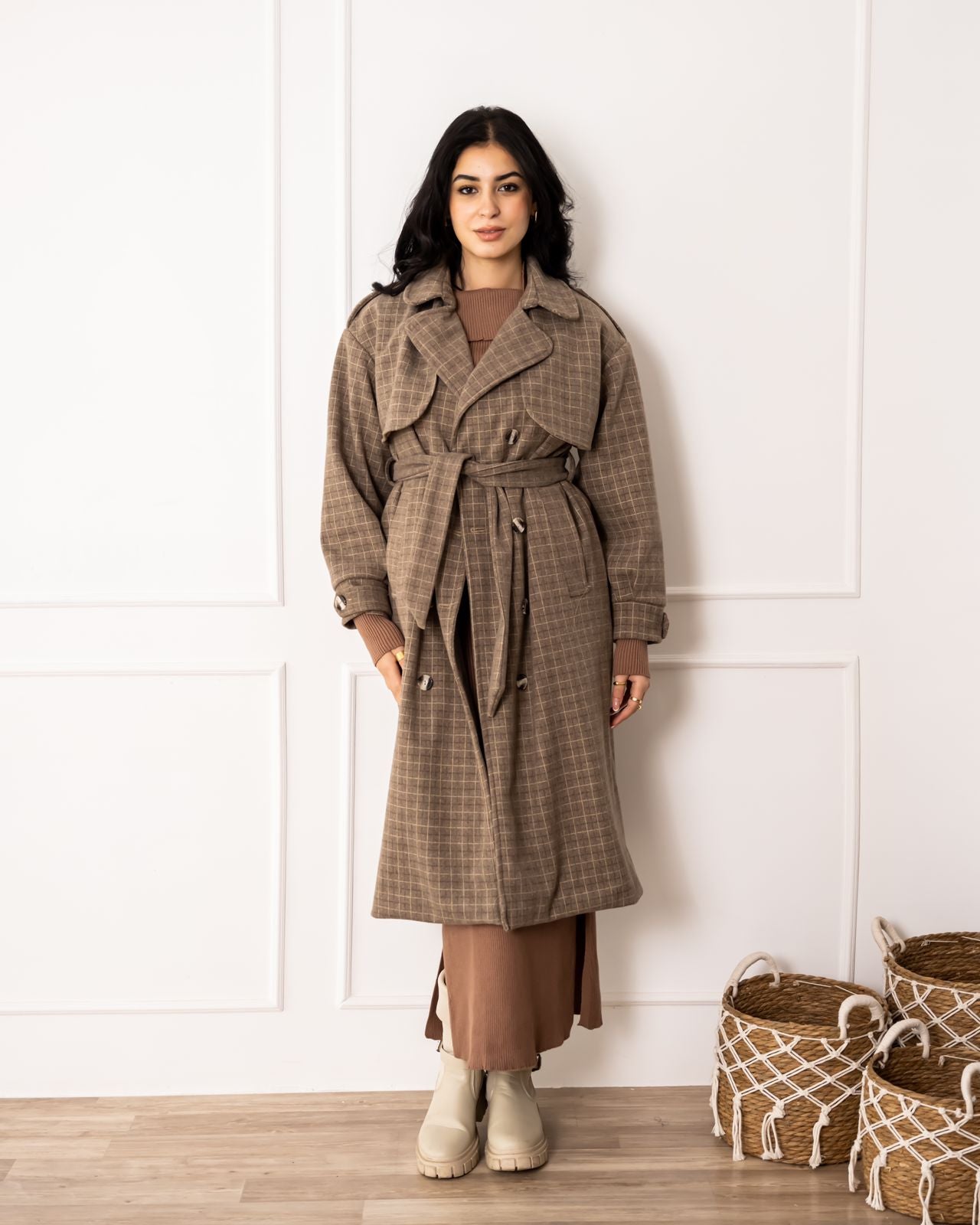 Vintage coat padded from inside-Brown