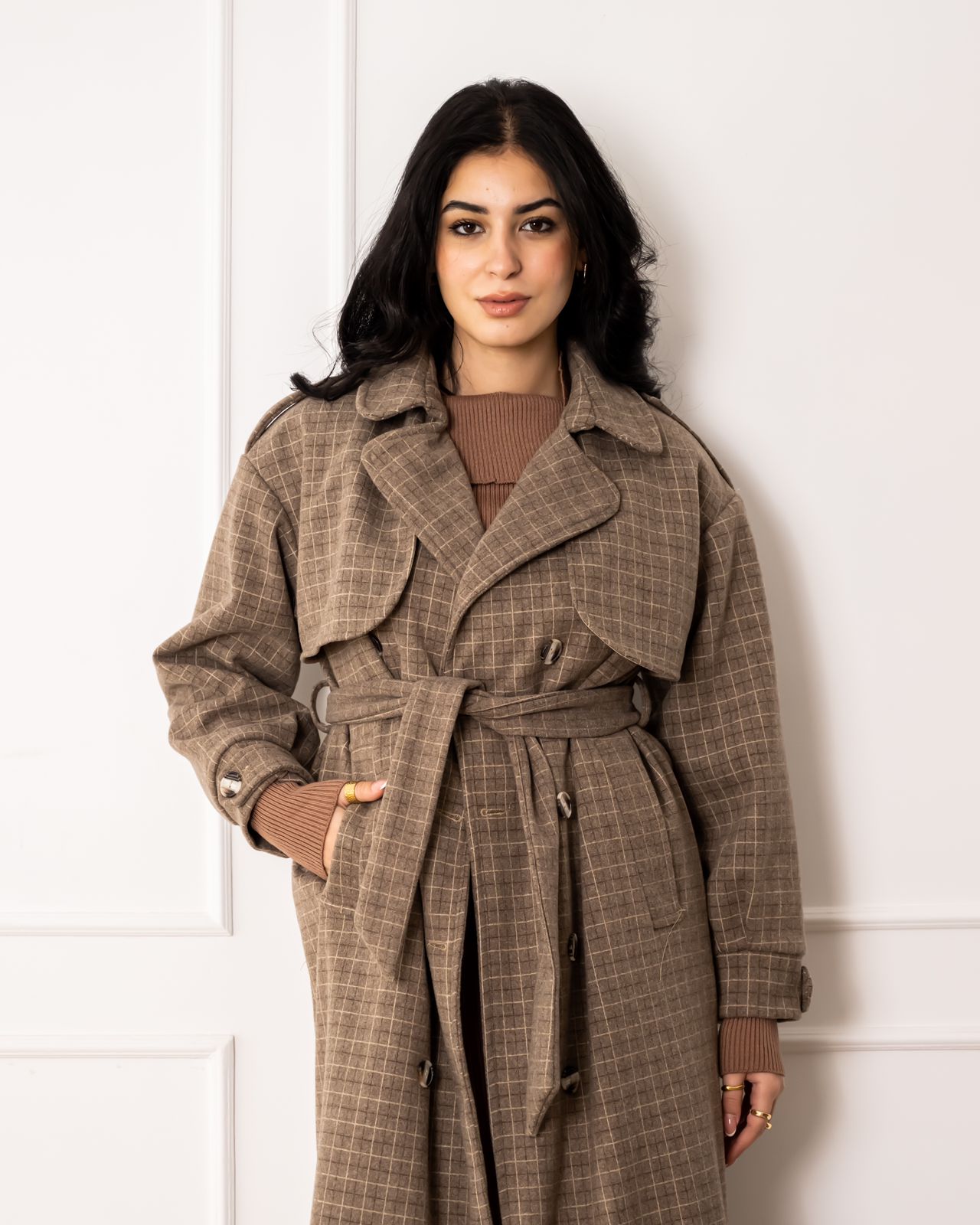 Vintage coat padded from inside-Brown