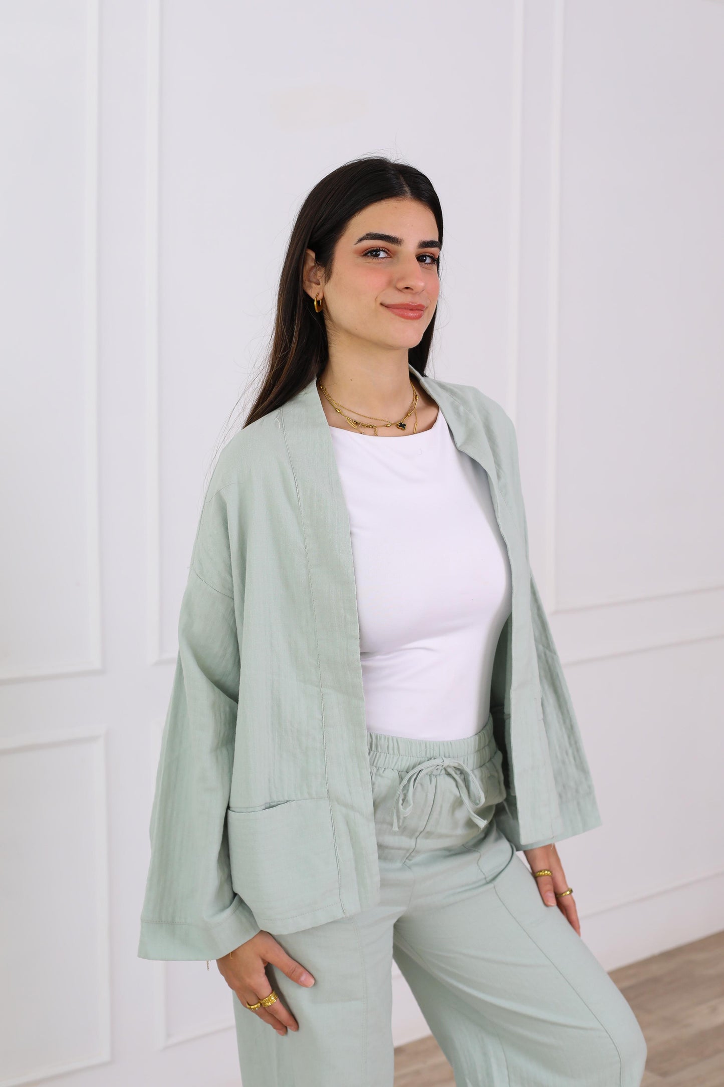 Blush Linen Luxe Set- olive