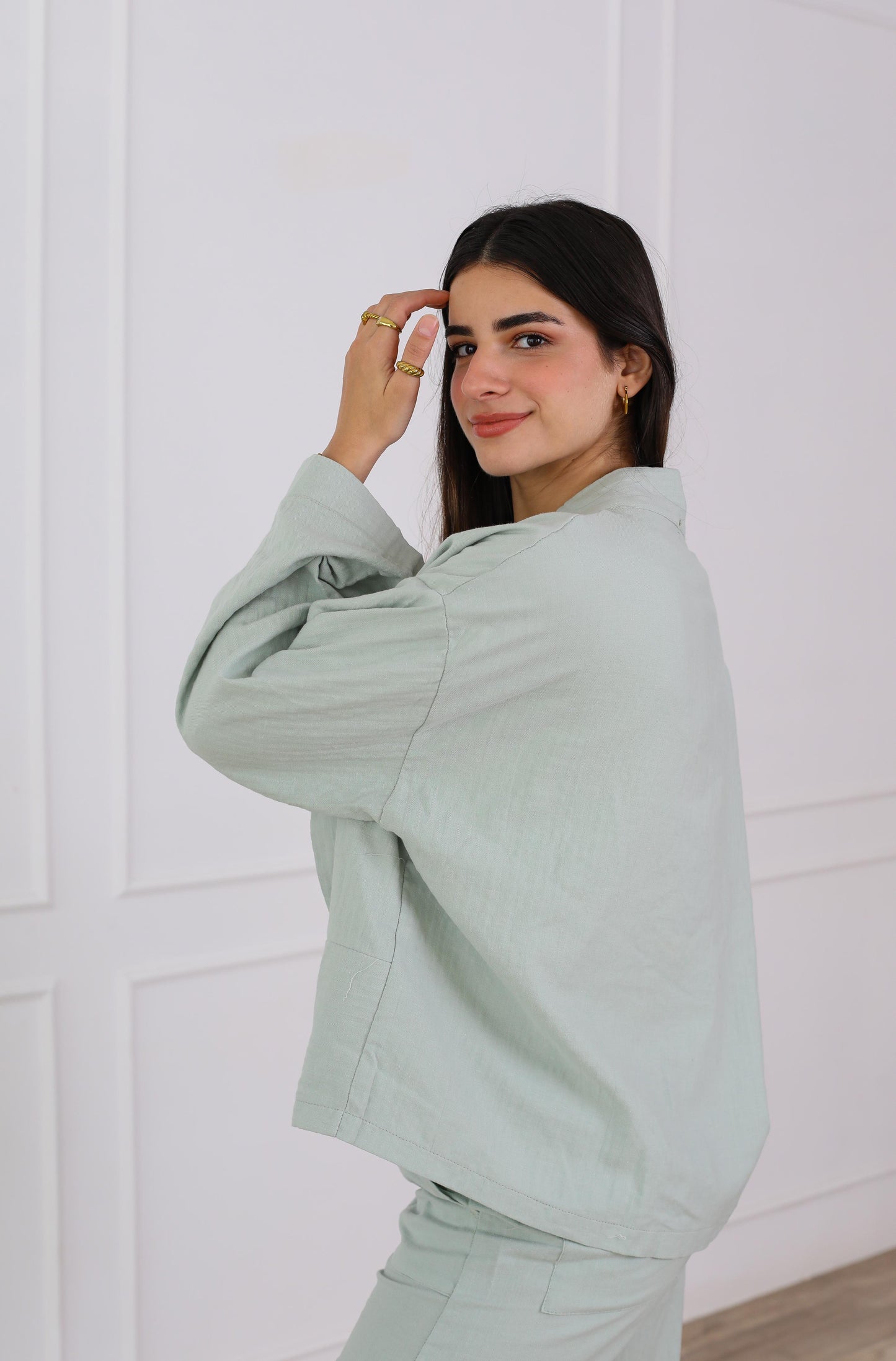 Blush Linen Luxe Set- olive