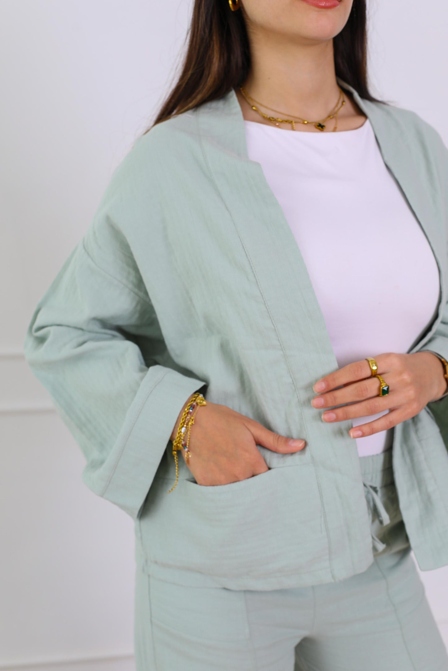 Blush Linen Luxe Set- olive