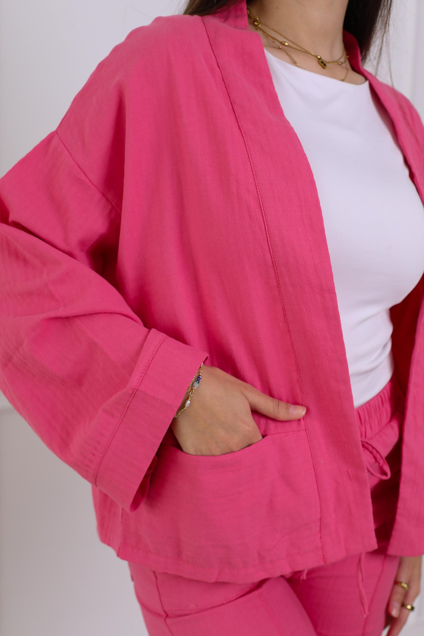 Blush Linen Luxe Set-dark pink