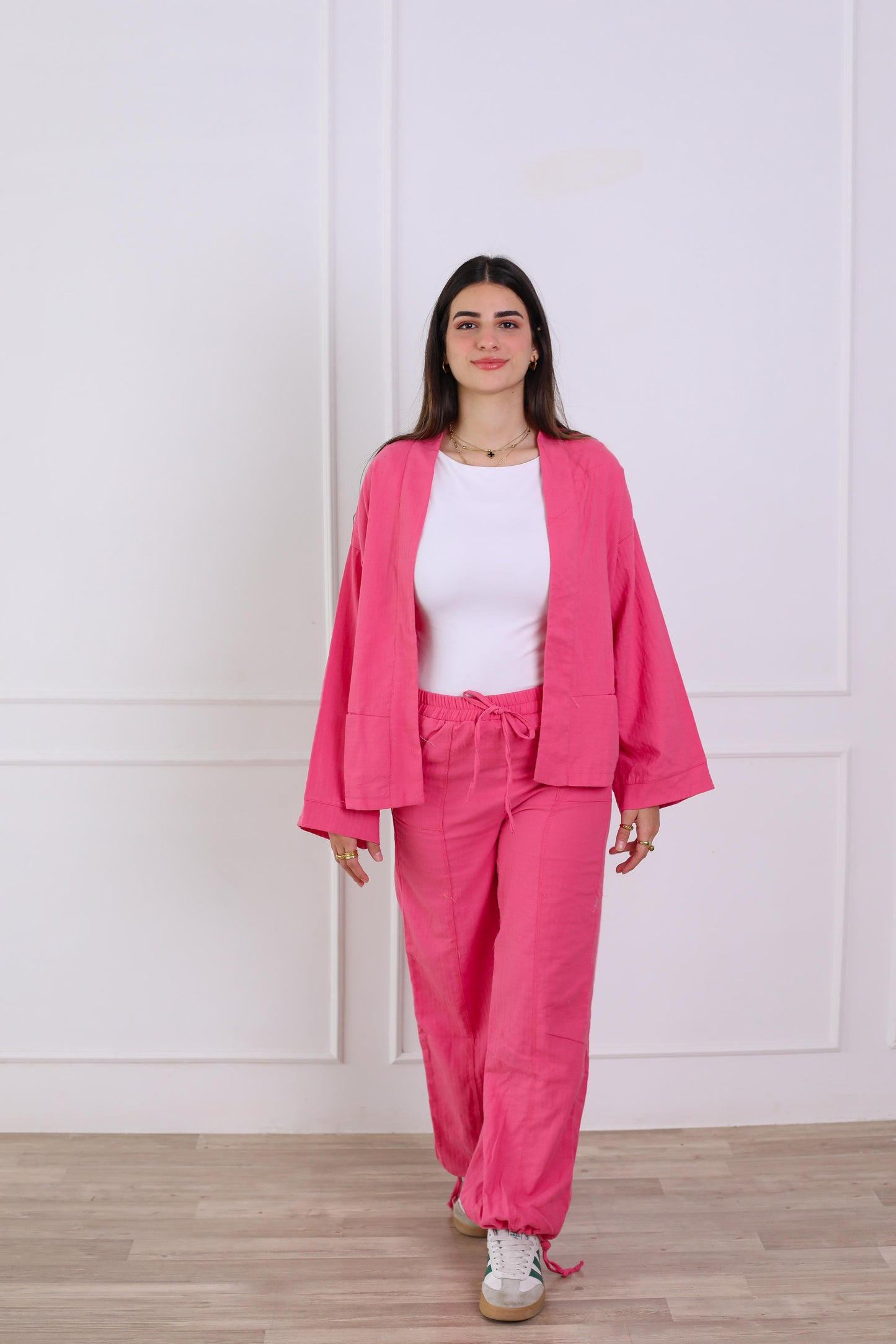 Blush Linen Luxe Set-dark pink