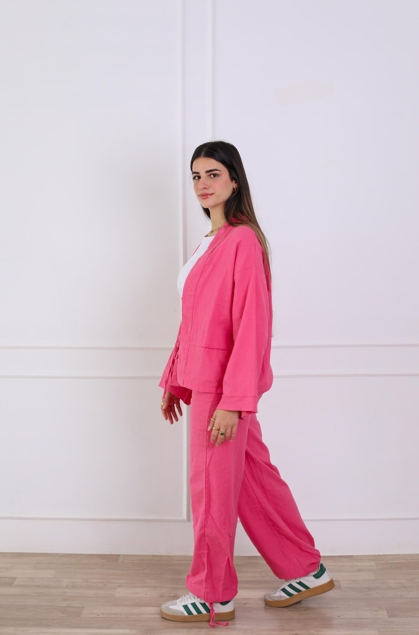 Blush Linen Luxe Set-dark pink