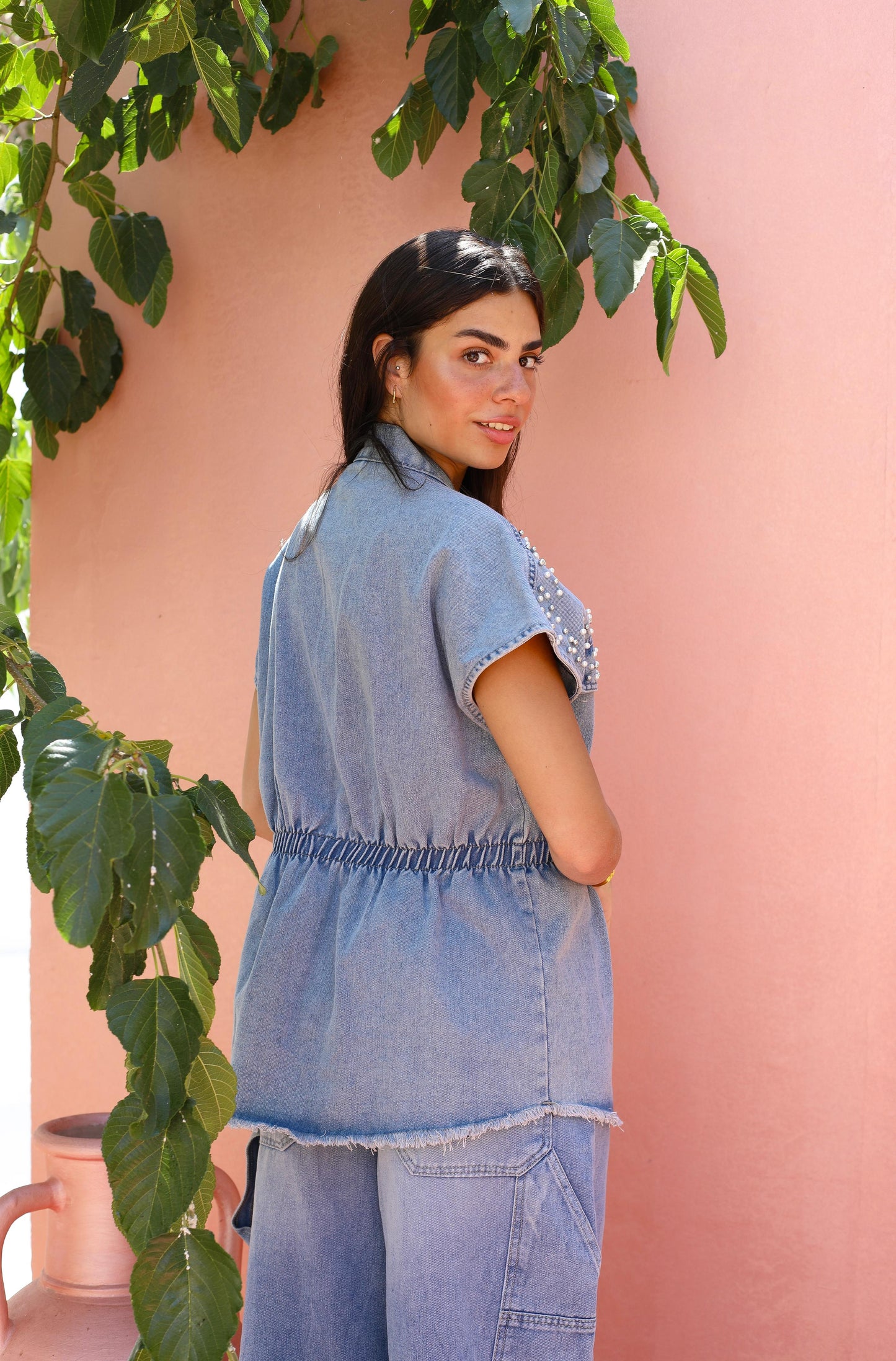 Pearla Denim Sleeveless Jacket