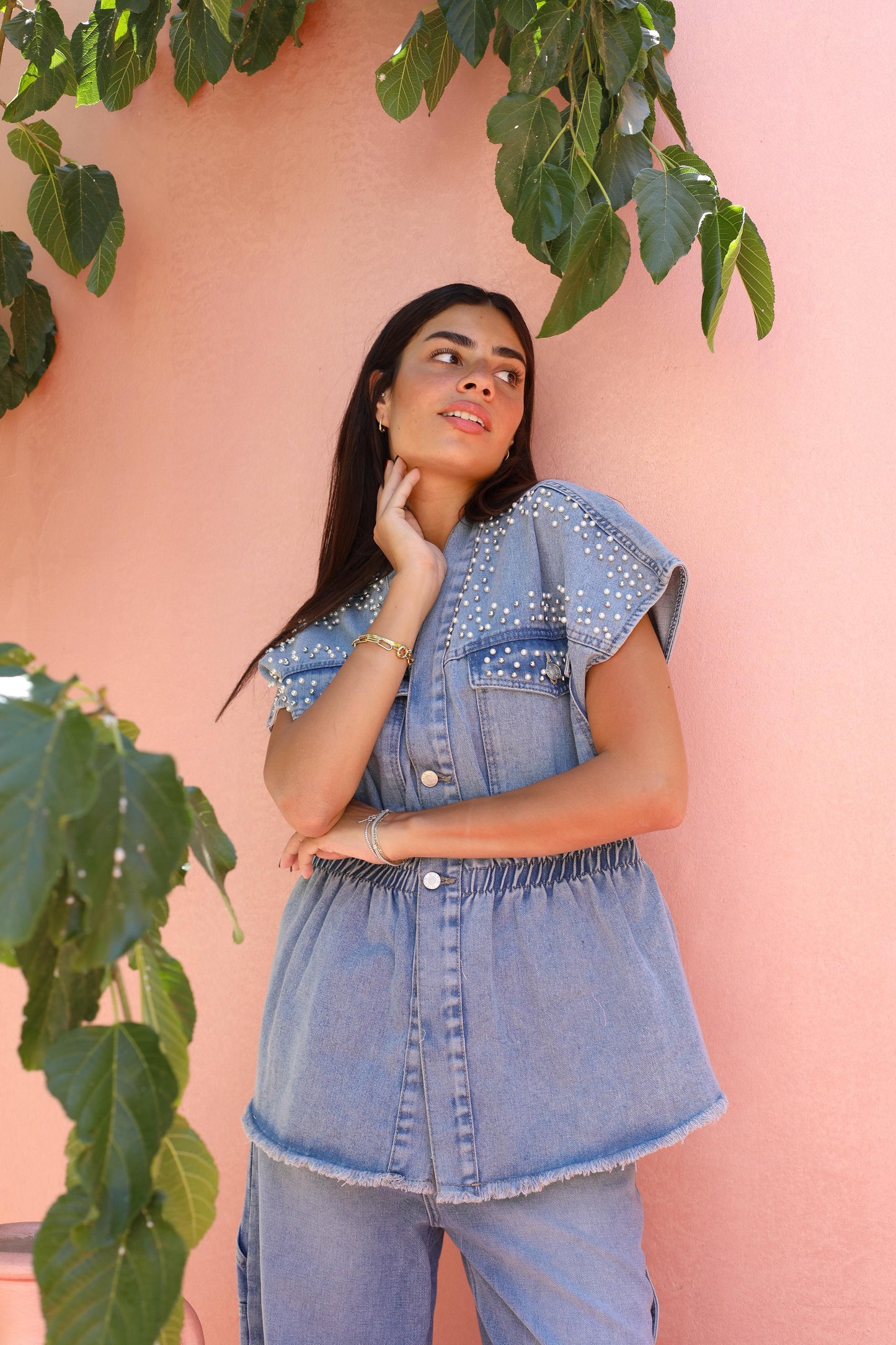 Pearla Denim Sleeveless Jacket