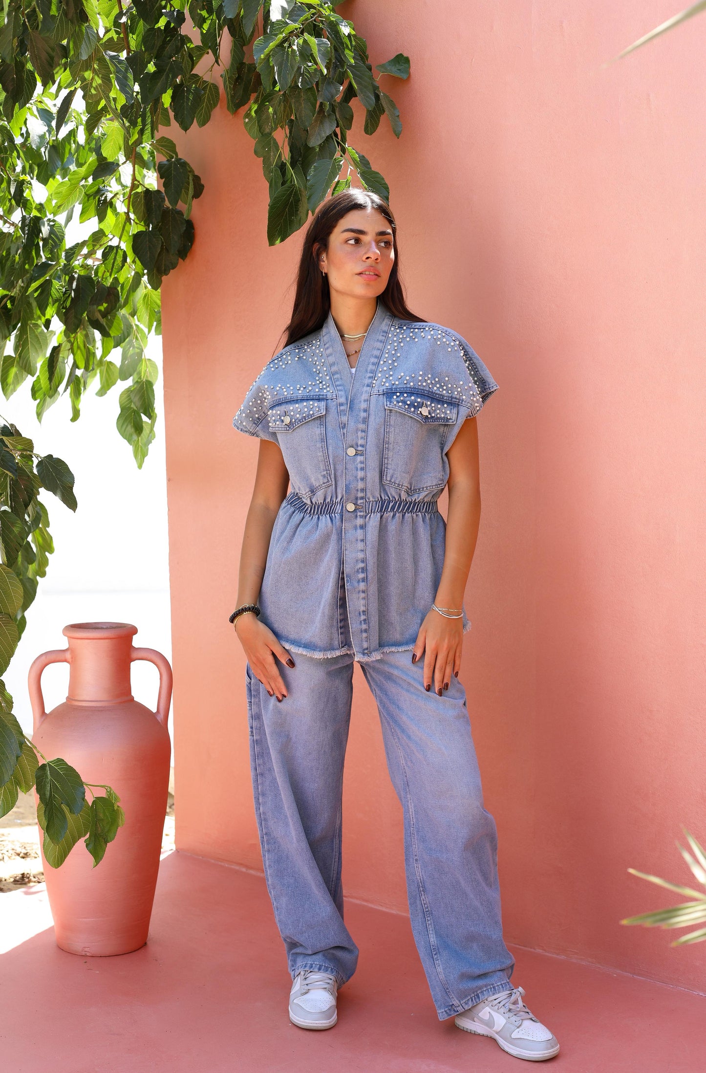 Pearla Denim Sleeveless Jacket