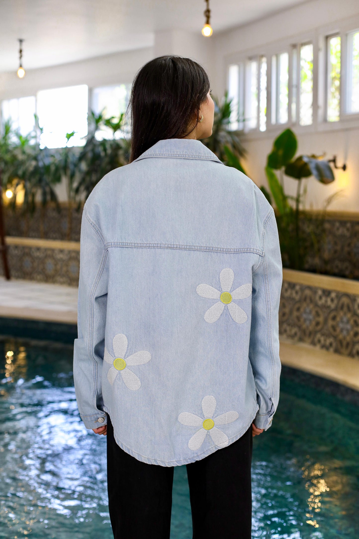 Golden Bloom – Embroidered Denim Jacket