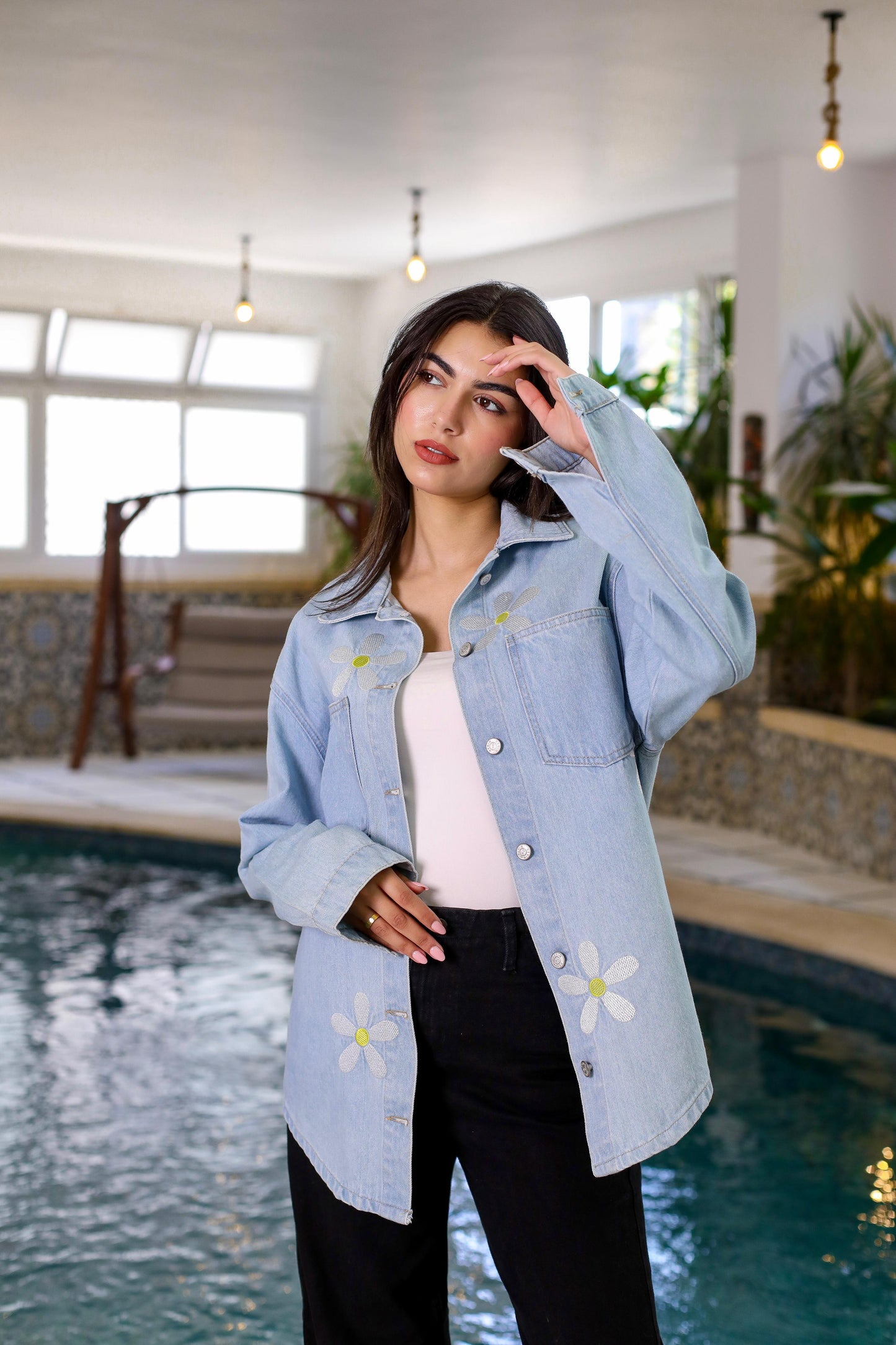 Golden Bloom – Embroidered Denim Jacket
