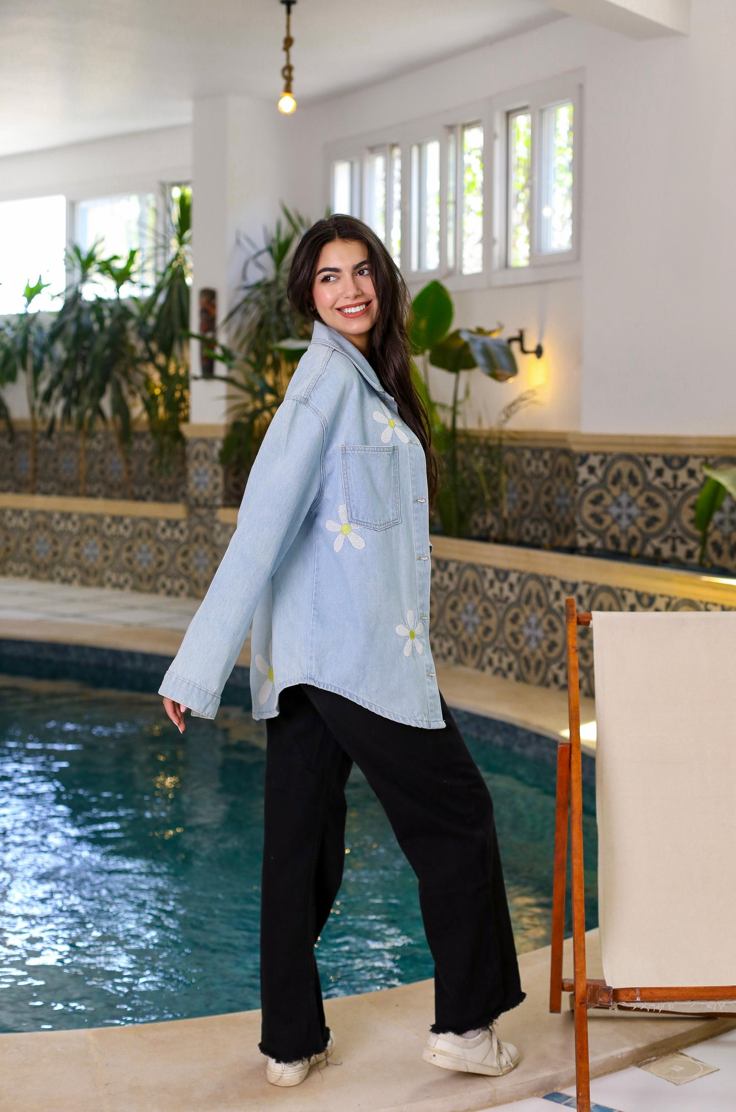 Golden Bloom – Embroidered Denim Jacket