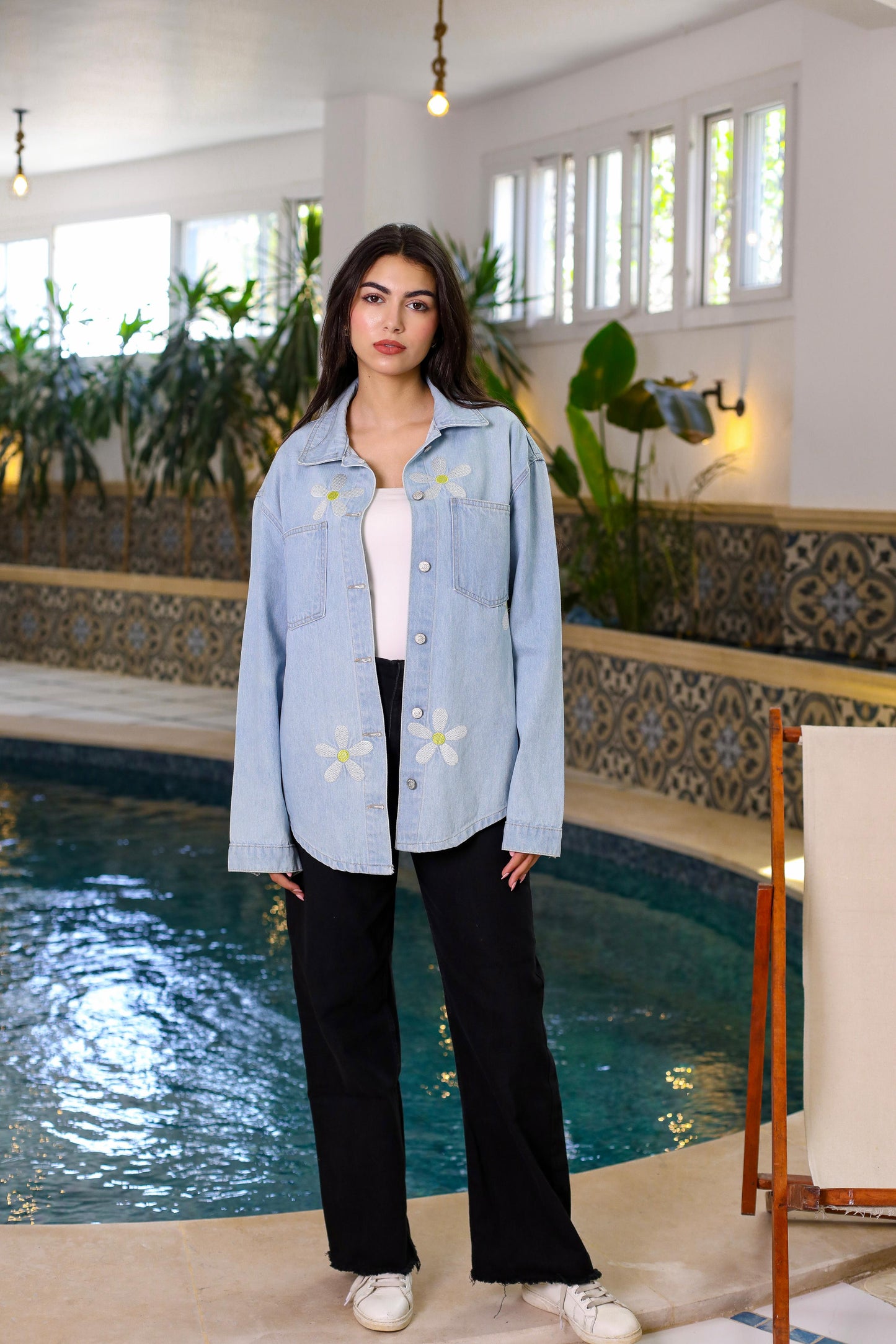 Golden Bloom – Embroidered Denim Jacket