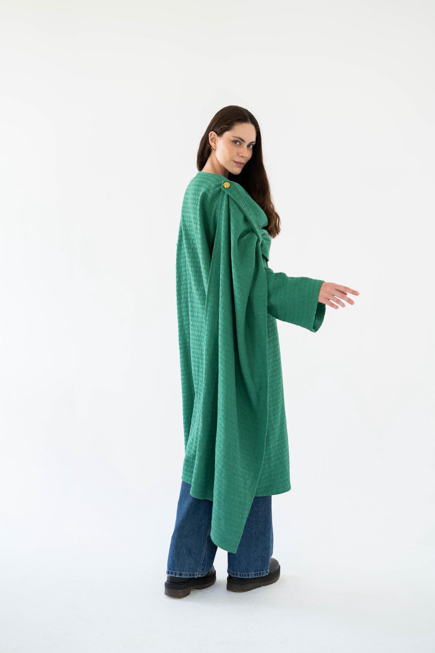 Lina Scarfed Coat- Women-Green