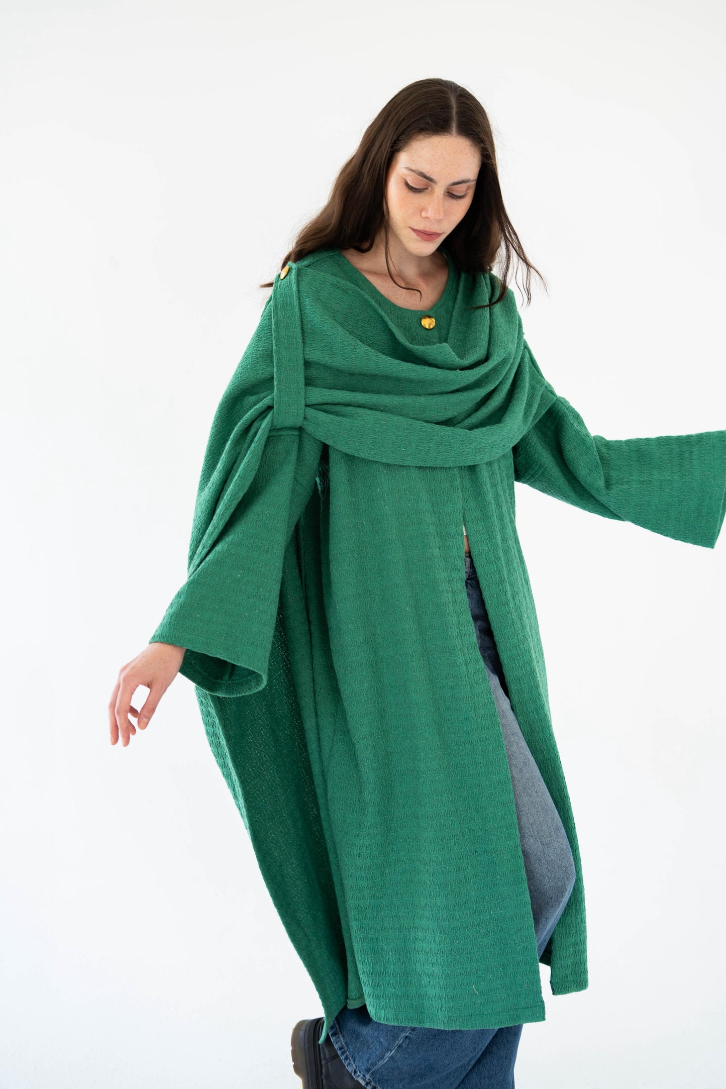 Lina Scarfed Coat- Women-Green