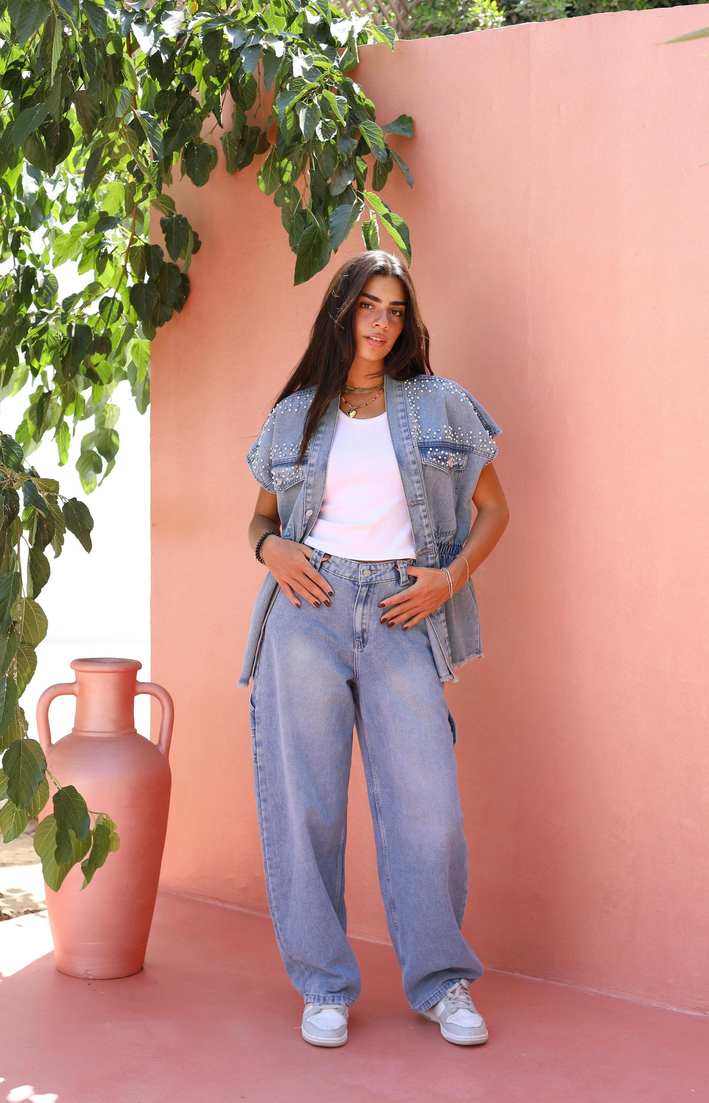 Pearla Denim Sleeveless Jacket