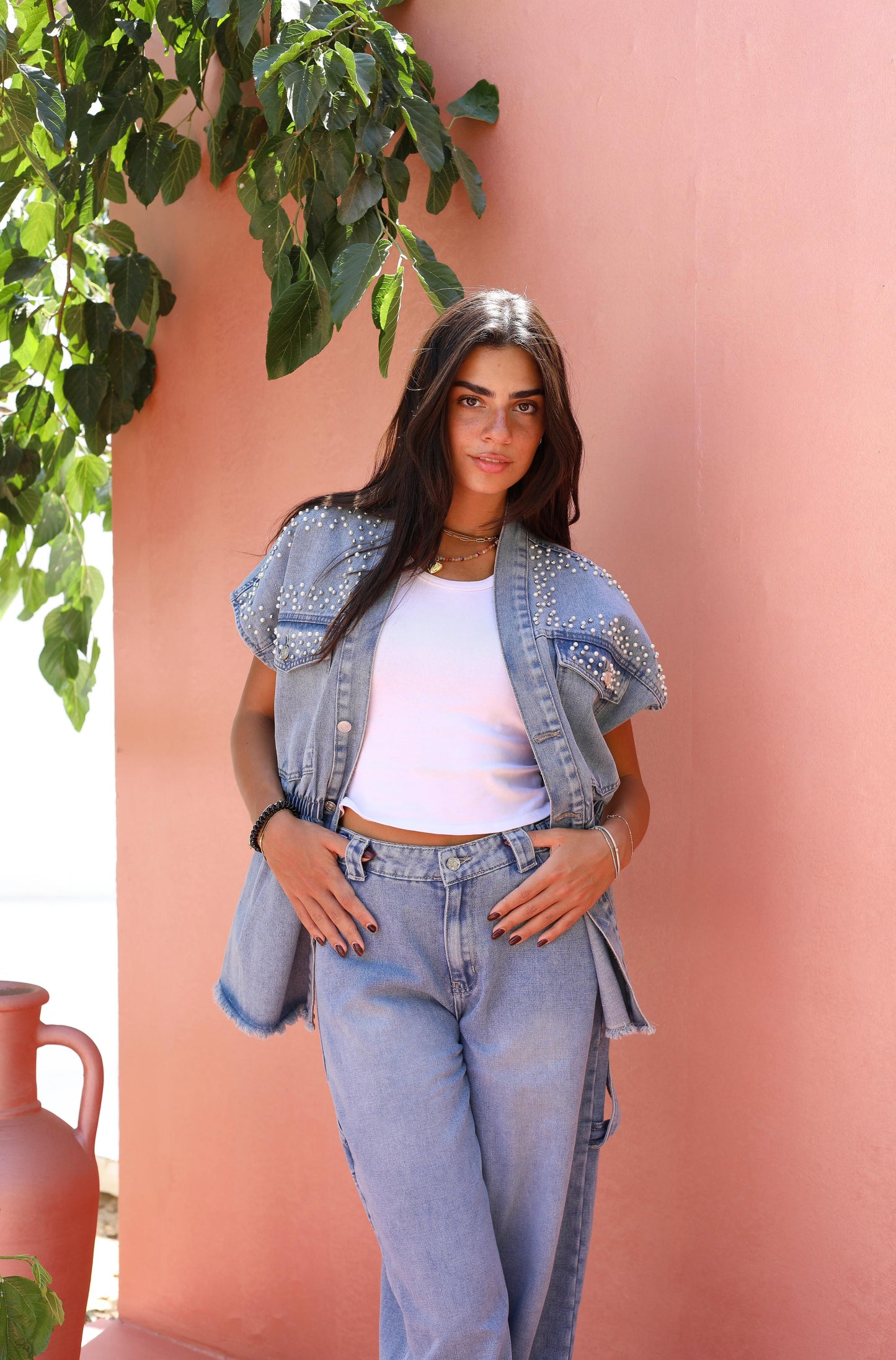 Pearla Denim Sleeveless Jacket