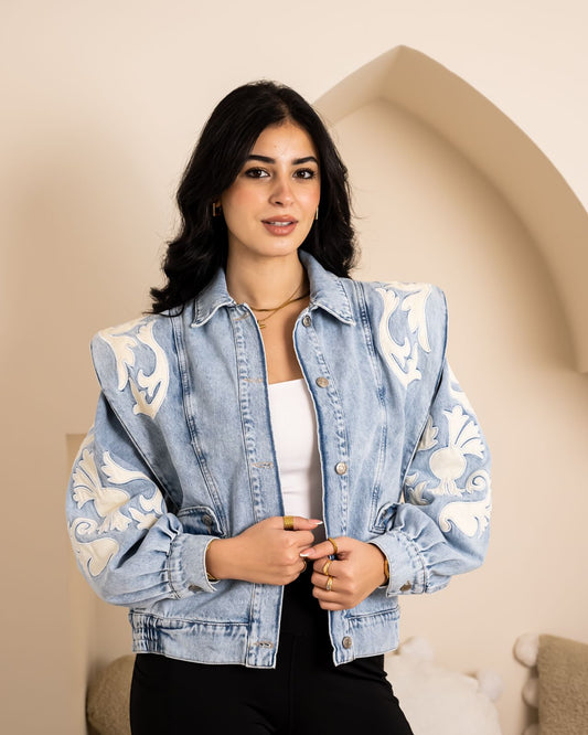 Embroidery denim -light blue