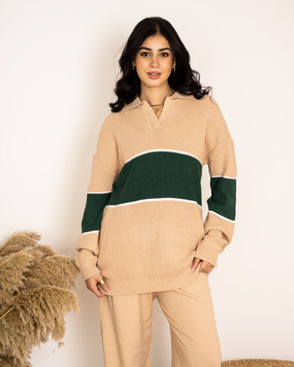 knitted set Biege X Green