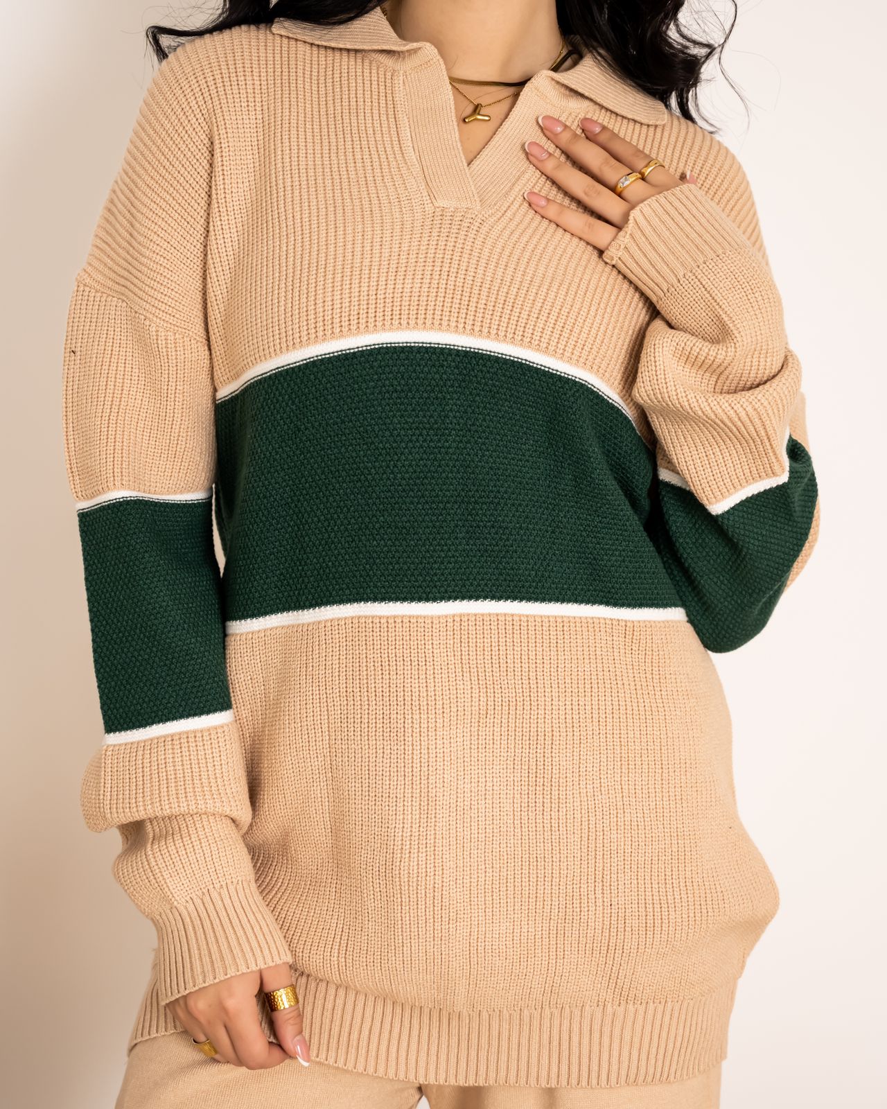 knitted set Biege X Green