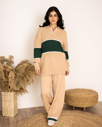 knitted set Biege X Green