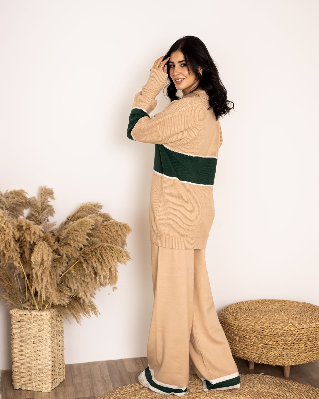 knitted set Biege X Green