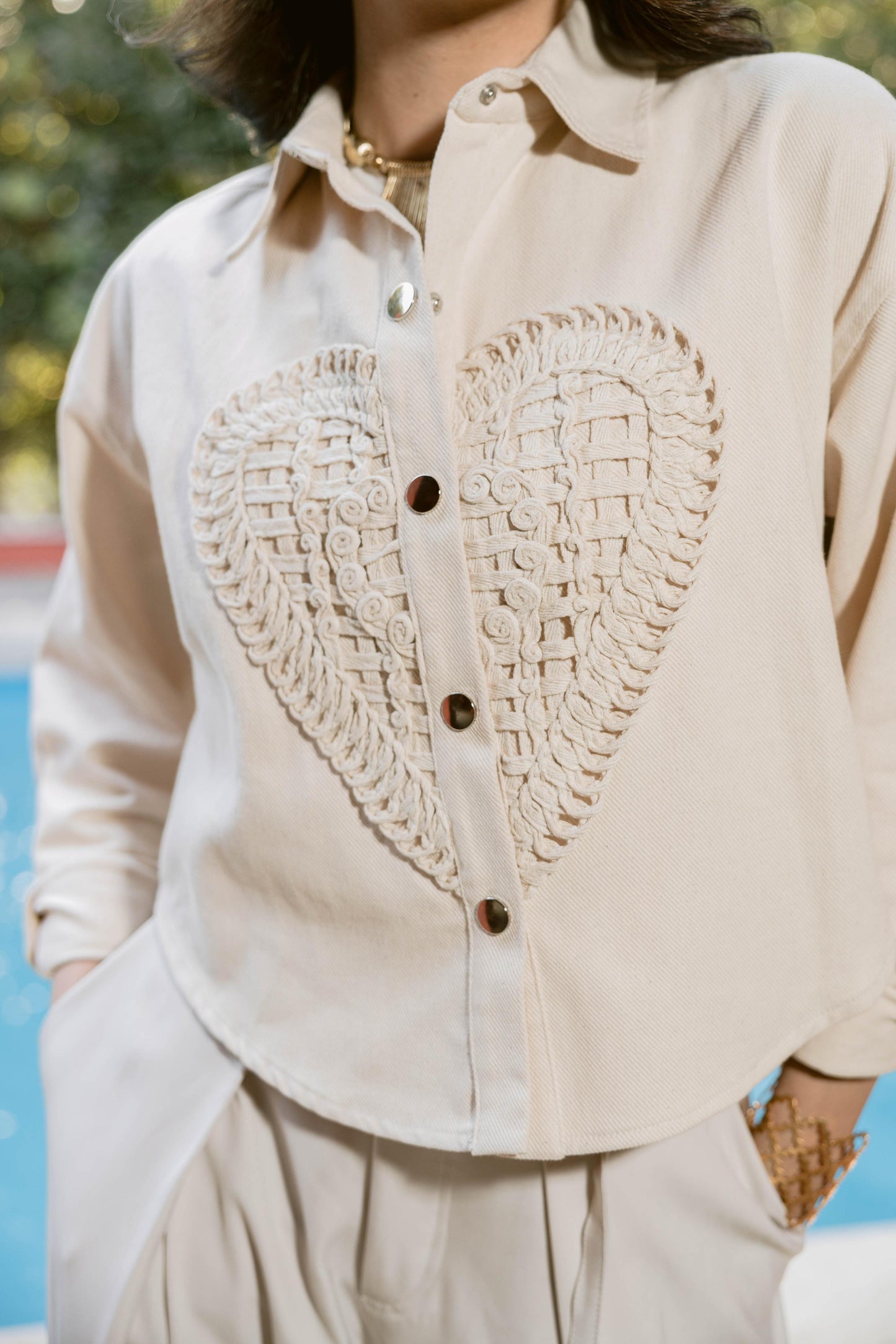 Heart denim jacket- Handmade