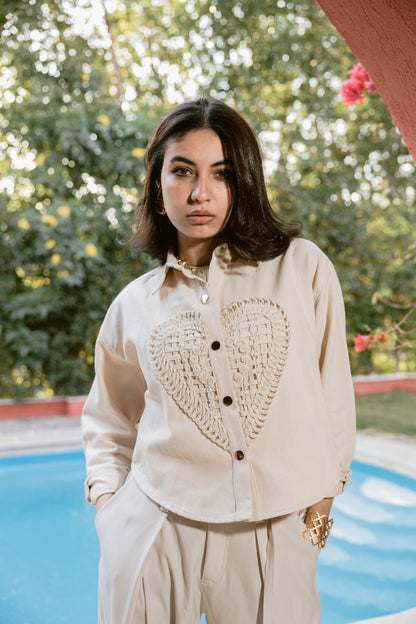 Heart denim jacket- Handmade