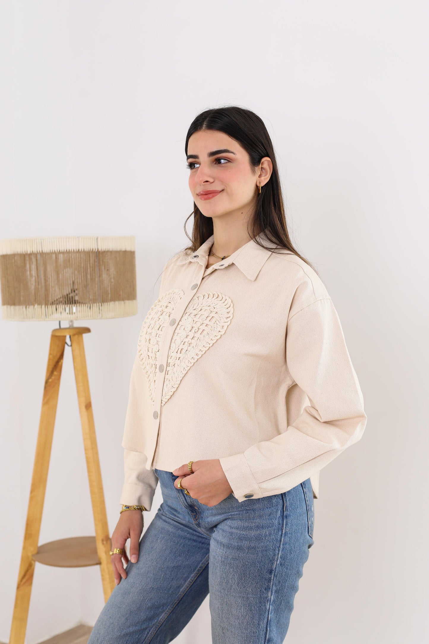 Heart denim jacket- Handmade