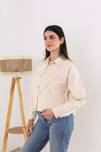 Heart denim jacket- Handmade