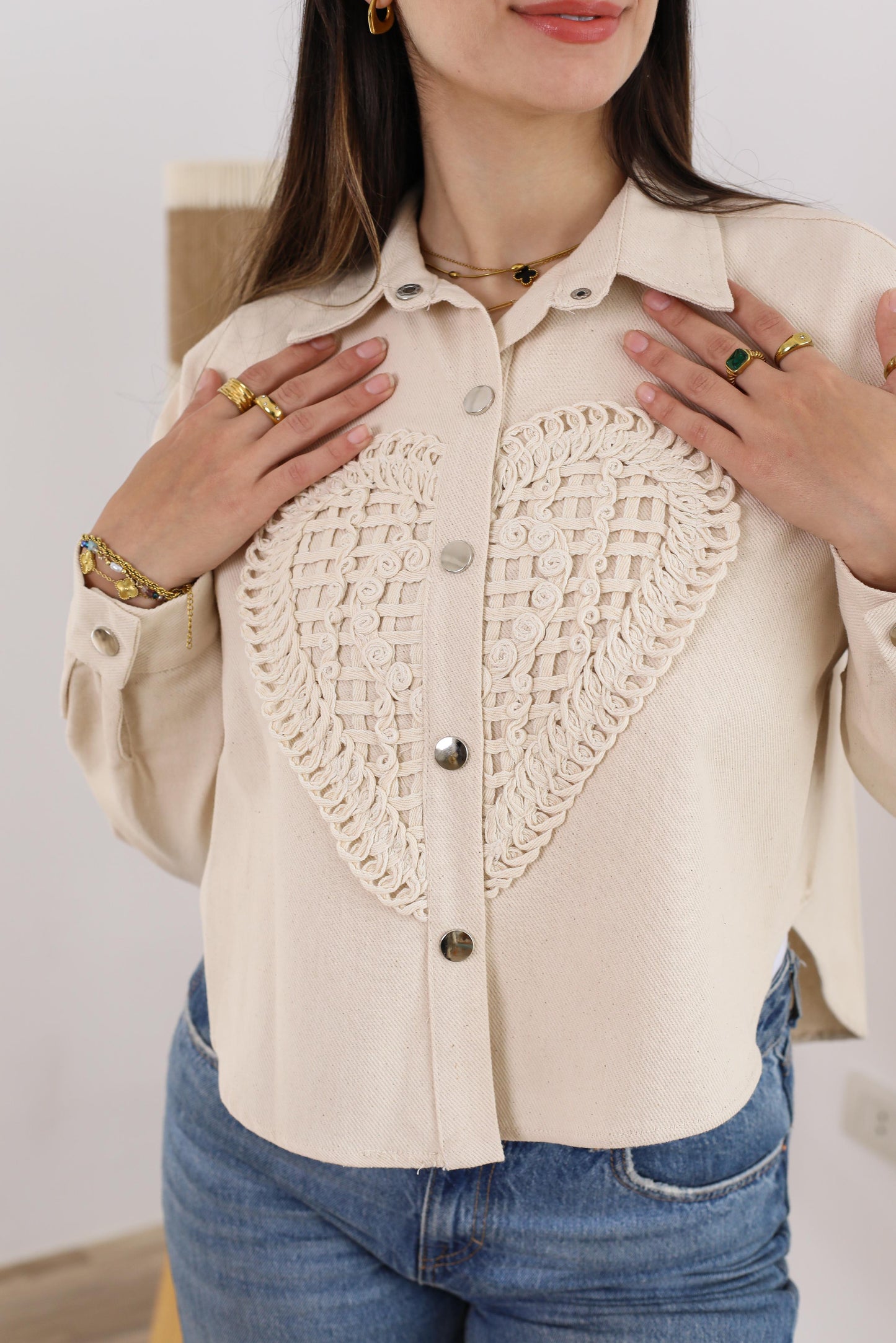 Heart denim jacket- Handmade