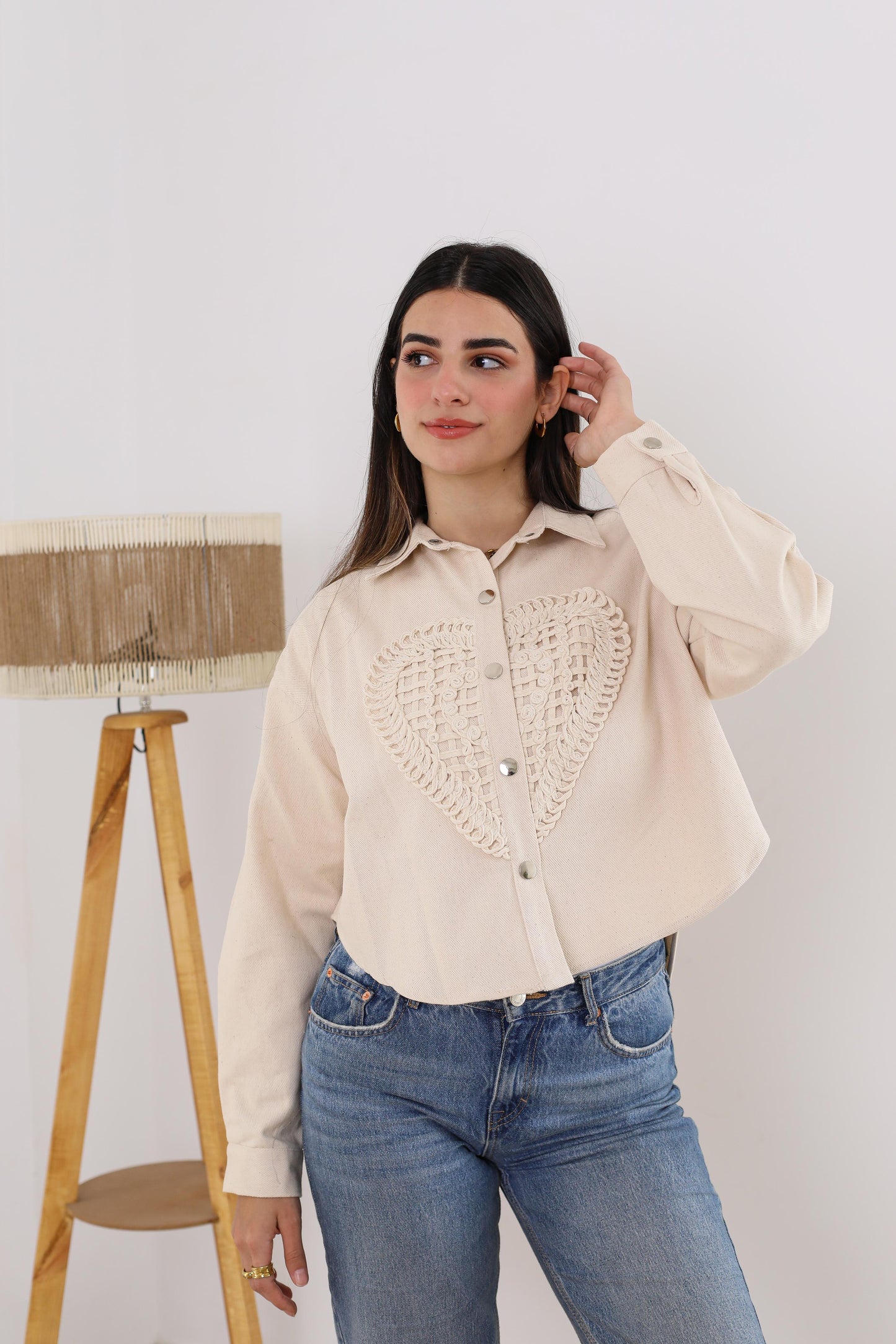 Heart denim jacket- Handmade