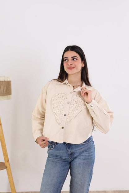 Heart denim jacket- Handmade