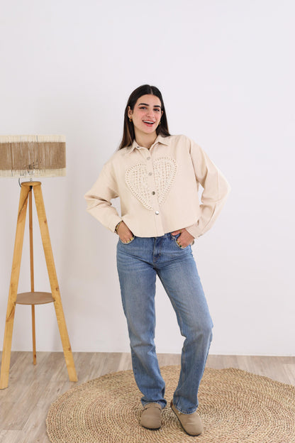 Heart denim jacket- Handmade