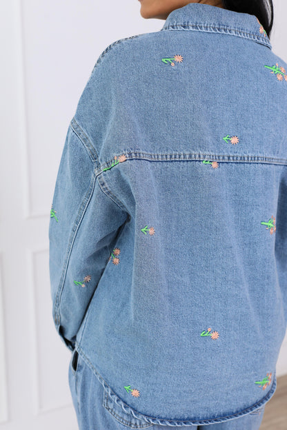 Flory Everyday Denim Jacket with Pockets light blue