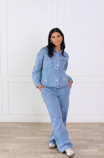 Flory Everyday Denim Jacket with Pockets light blue