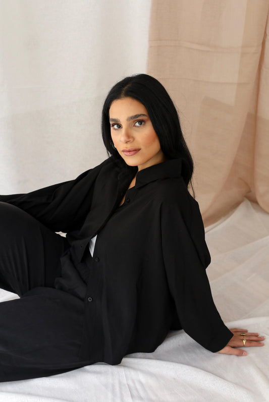Minimalist Luxe Relaxed Set-oversized- Black