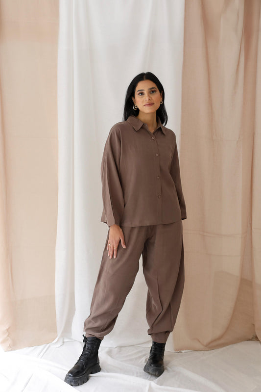 Minimalist Luxe Relaxed Set-oversized- Brown