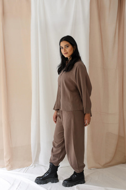 Minimalist Luxe Relaxed Set-oversized- Brown