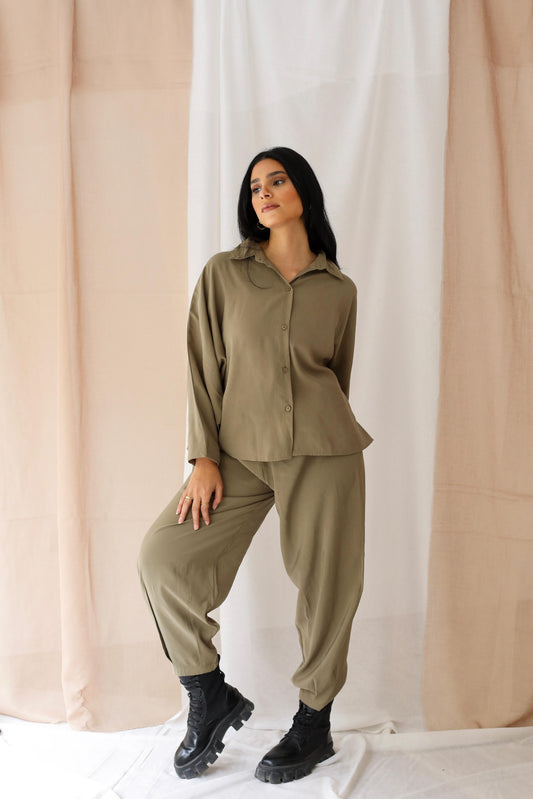 Minimalist Luxe Relaxed Set-oversized- Olive