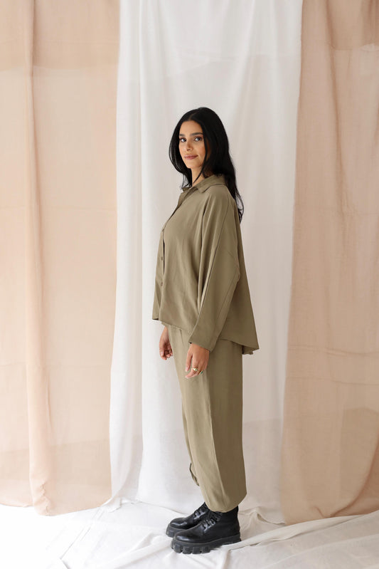 Minimalist Luxe Relaxed Set-oversized- Olive