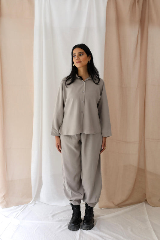 Minimalist Luxe Relaxed Set-oversized- Grey