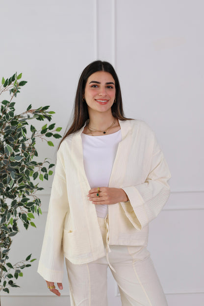 Blush Linen Luxe Set- offwhite