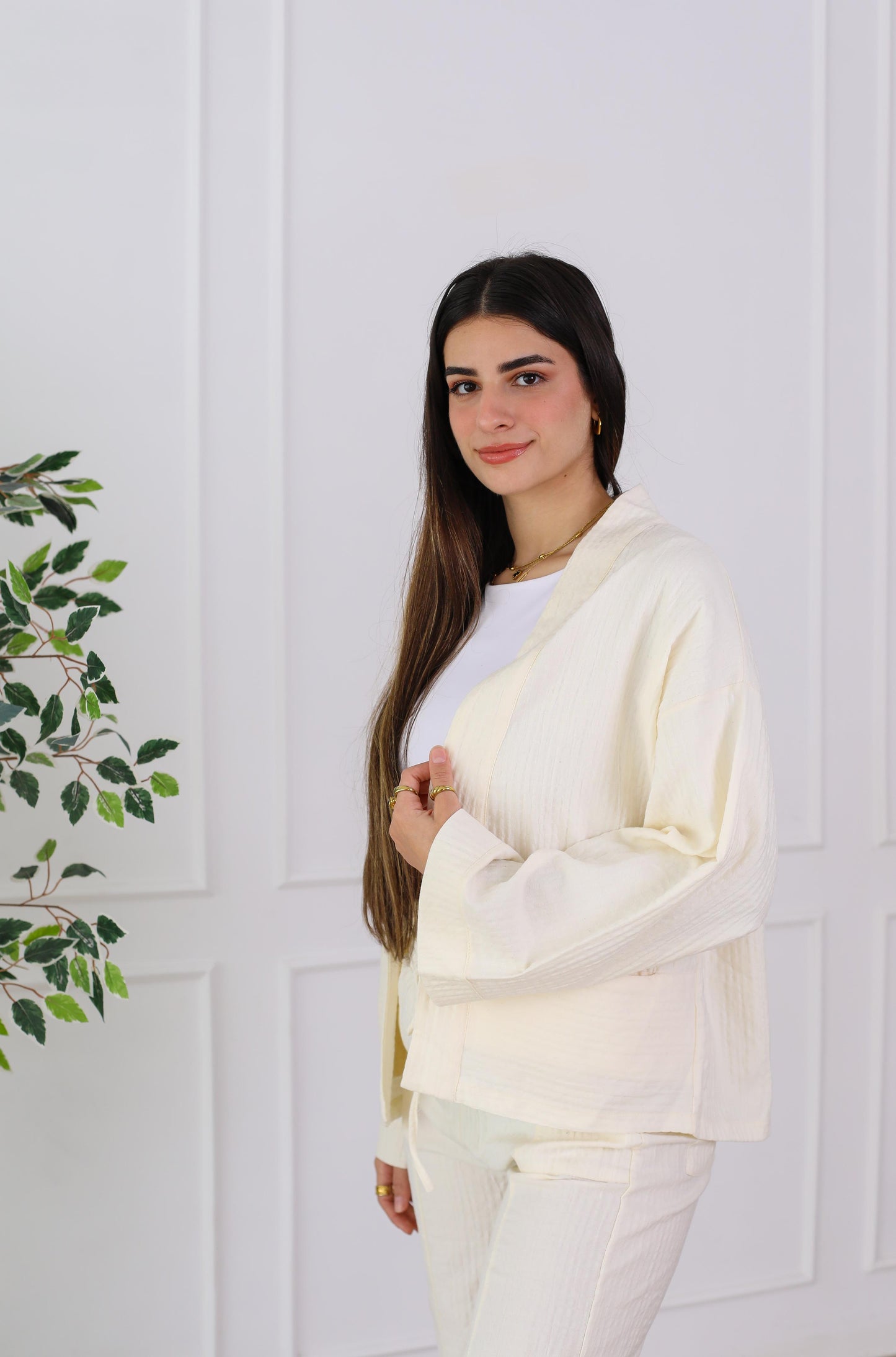 Blush Linen Luxe Set- offwhite