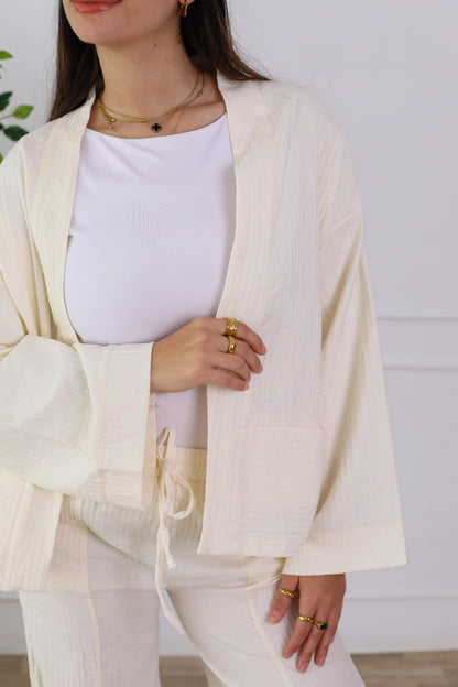 Blush Linen Luxe Set- offwhite