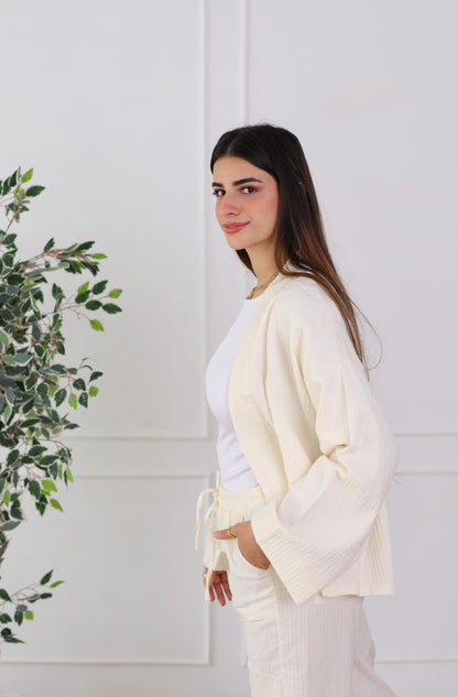 Blush Linen Luxe Set- offwhite