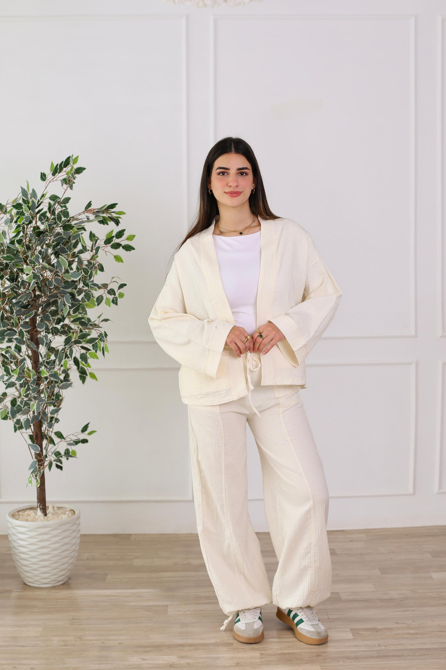 Blush Linen Luxe Set- offwhite