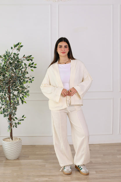 Blush Linen Luxe Set- offwhite