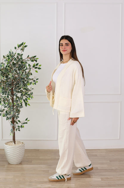 Blush Linen Luxe Set- offwhite