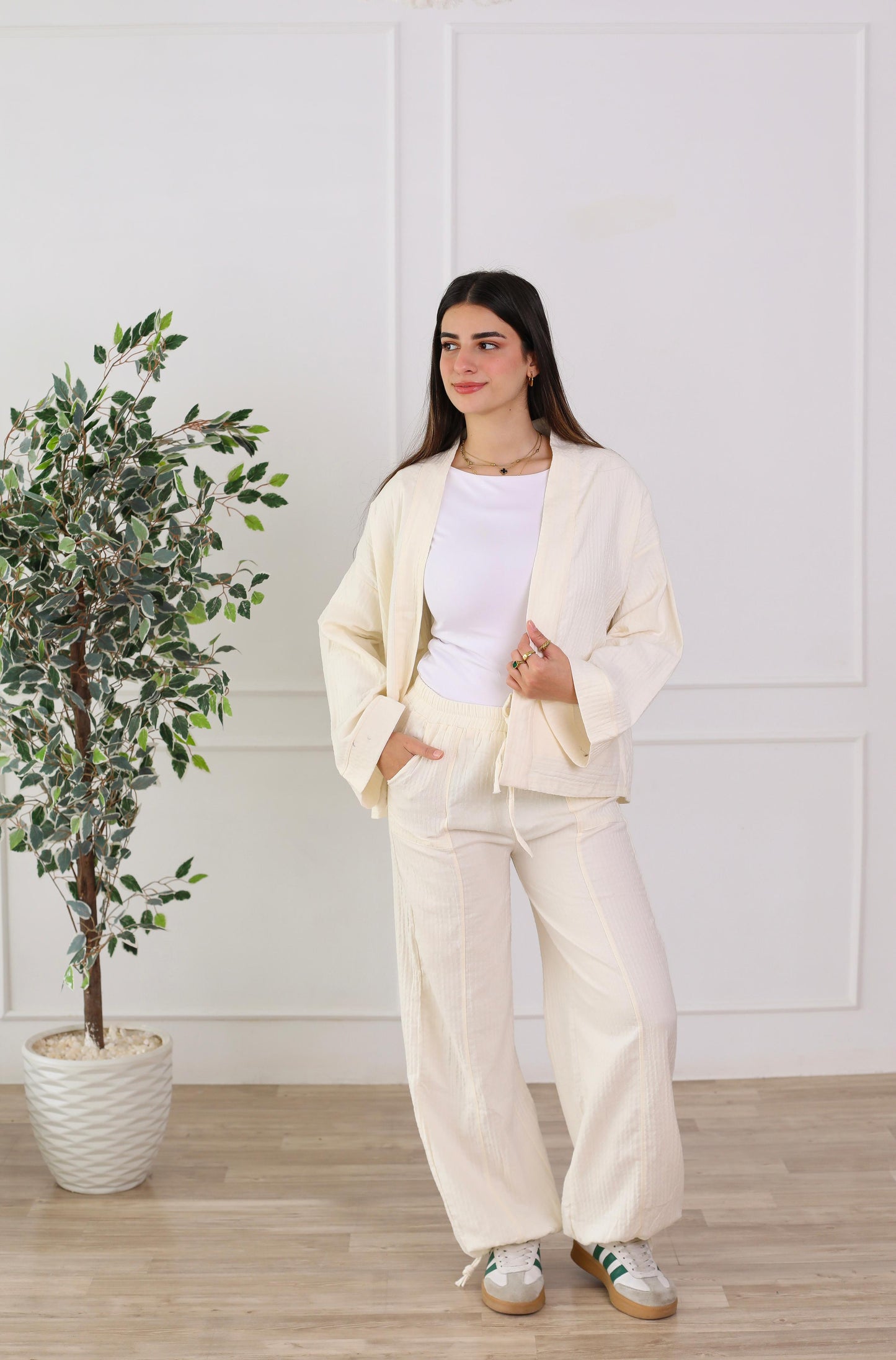 Blush Linen Luxe Set- offwhite