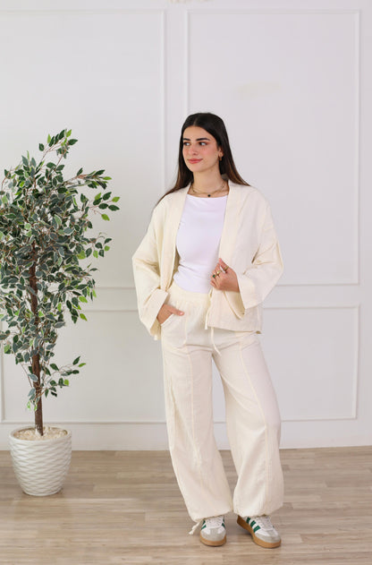 Blush Linen Luxe Set- offwhite